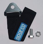 SPARCO Black CAR Truck Tow Belt - Universal Front Rear Tow Strap (Nylon, 1000 kg Pull Capacity)