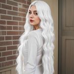 Miuric 30 Inch Long White Wavy Wig 