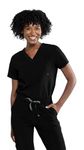 Tasha + Me Women's Medical Scrub Chest Pocket Shirts - Modern Slim-Fit & V-Neck Style Top (Black)