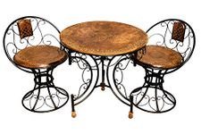 Urban Art Store Wood & Wrought Iron Decorative Mooda Chairs with Foldable Round Table Set of 3 (Set of 3) - Brown & Black