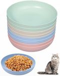 Wanfoou 8 Pcs Shallow Cat Bowl, Shallow Cat Food Dish Wide Cat Wet Feeding Bowls, Whisker Fatigue Cat Bowl, Wheat Straw Pet Plate for Kittens and Short Legged Cat