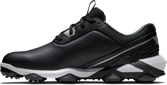 FootJoy Tour Alpha Golf Shoes, Black/White/Silver – 9 UK Wide