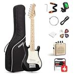 Donner 30 Inch Electric Guitar Kid Beginner Kit ST Style Mini Size ST Electric Guitar Junior Starter Package Black with Amp, 600D Bag, Tuner, Picks, Cable, Strap, Extra Strings DSJ-100