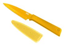 Kuhn Rikon Colori+ Non-Stick Straight Paring Knife with Safety Sheath, 19 cm, Yellow