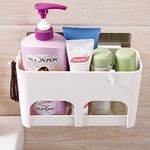 HOKIPO Plastic Magic Sticker Series Self Adhesive Kitchen Bathroom Shelf Shower Caddy (White)