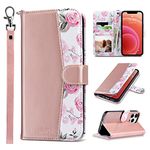 ULAK Compatible with iPhone 12 Pro Max Wallet Case with Card Holders, Designed Flip PU Leather Kickstand Shockproof Protective Phone Cover for iPhone 12 Pro Max 6.7 inch, Rose Gold