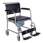 Mobile Wheeled Commode Chair with Padded seat, Brakes and footrests