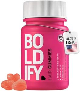 Boldify Hair Gummies - Sugar Free - Biotin Gummies - Fast Acting Vegan Hair Skin and Nails Vitamins for Hair Growth - Natural Strawberry Hair Growth Gummies - 5000mcg Biotin/Serving, 30 Day Supply