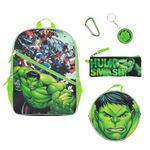 Marvel Avengers Hulk Smash Kids 16" Backpack and Lunch Bag 5 Piece Set