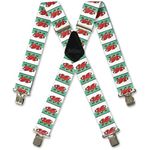 BRIMARC Mens Work Trouser Braces 2" Wide Heavy Duty 75 Assorted Patterns (WELSH FLAG)