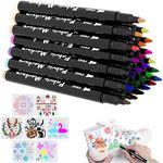 24 Fabric Pens and 7 Stencils - Fabric Markers Fabric Pens Permanent for Clothes Tshirt Plain Tote Bags Canvas Shoe Textile Markers Fabric Paint Pens for Adults kids Crafts Kit