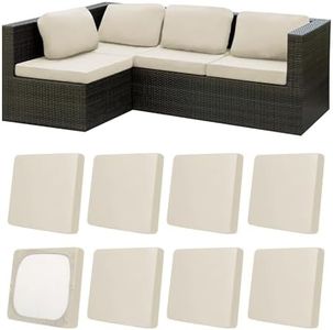 MRGSDL 8Pcs Patio Cushion Covers,Outdoor Cushions Covers,Stretch Cushion Covers Replacement, Washable and Reusable Furniture Protectors(Beige)