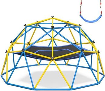 Hapfan Jungle Gym, 10ft Climbing Dome with Hammock and Swing, Outdoor Play Equipment with Monkey Bars for Kids 3-12, Supports 800LBS Backyard Climbing Toys