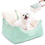 BurgeonNest Dog Car Seat for Small Dogs, Soft Booster Carseat, Oxford Fabric, Detachable and Washable, with Storage Pockets, Black, Under 25 lbs (SA2)