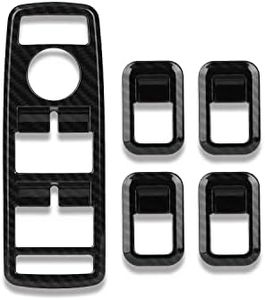 5 Pcs Keenso Carbon Fiber Power Window Buttons, Switch Button Cover Trim Accessories Decoration for A B C E CLA GLA GLK ML GLE Class W204