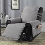STONECREST Non Slip Recliner Chair Cover - Cotton Pre-Washed Recliner Cover, Embroidery Cross Dot Pattern Recliner Slipcover Stay in Place (Grey, Recliner 23" Regular)