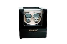 Medetai Wooden Automatic Rotation 2+0 (Black and White) Watch Winder Storage Case Display Box Pack of 1