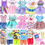 ZITA ELEMENT 14 Pcs 5.3 Inch Doll Clothes and Accessories Include 3 Dresses, 3 Boy Doll Outfits (3 T-Shirt, 3 Pants), 2 Shoes, 1 Headset 1 Toy Dog 1 Computer for 5.3-6 Inch Doll