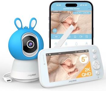 JolyWell Babyphone mit Kamera und App, 5 Zoll Baby Monitor IPS Display, Ultra-HD-Nachtsicht, Bewegungs/Weinen Alarm, Temperatur und Feuchtigkeitsmessung, Nachtlichter und Schlaflieder