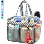 Haundry Mesh Shower Caddy Tote, Portable College Dorm Bathroom Tote with Key Hook and 2 Oxford Handles, 8 Basket Pockets, Quick Hold for Camp Gym