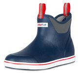 Xtratuf Men's Fishing Rain Watertight Anglers Rubber Chevron Pull Tabs Ankle Deck Boots, Navy & Red, 11