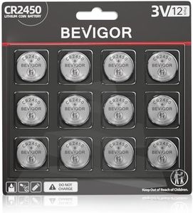 BEVIGOR CR2450 Batteries, 3 Volt Lithium Coin Battery 12 Count, High Capacity and Leak-Free Performance