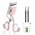 Asimebesty Heated Eyelash Curlers, Electric Eyelash Curler Metal, 2 Modes and Sensing Heating Silicone Lash Pads for Naturally Curled Lashes Long Lasting Rechargeable Portable Eye Lash Curler Pink