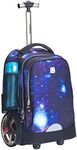 UNIKER Wheeled Laptop Bag for 14 Inch Laptop, Rolling Bookbag for Teenagers, Rolling Travel Bags, Suitcase and Briefcase with Wheels, Book Bag with Wheels for High School Students, galaxy, roll bookbag