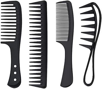 4 Pcs Wide Tooth Comb Professional Hair Comb Set Large Tooth Curly Wavy Barber Comb Shark Teeth Black Styling Large Comb for Wet Shower Detangler Detangling Curl Parting Teasing Styling Curly Hair Women Men peigne cheveux