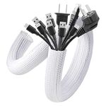 White Cable Tidy Sleeve 2m/6.6ft, AGPTEK 28mm/∅1.1" Braided Cable Management Adjustable Split Sleeving Cord Sheath for Desk TV Computer Car Home Theater