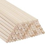 BELLE VOUS 100 Pack Birch Wood Round Wood Dowel Rods - 30cm/12 Inches, Unfinished Wooden Craft Sticks - Ideal for DIY Crafts, Art Projects & Decorations