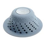 SlipX Solutions Gray Seal Tight Drain Protector Fits Over Drains to Prevent Clogs (Designed for Pop-Up Drains, Effective Hair Catcher, Silicone & Stainless Steel)