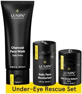 Lumin - No Baggage Trio - A skincare kit, Includes: Charcoal Face Wash Daily Detox, Daily Face Moisturizer & Dark Circle Defense Balm, Ideal for fine lines & dark circles, Suitable for all skin types