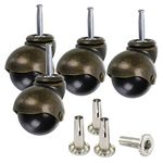 MDLUU 4 Pcs 2" Stem Casters, Antique Ball Caster Wheel with Insert Sockets Replacement for Sofa, Old Chair, Cabinet Furniture (Mounting Stem: 5/16" x 1-1/2")