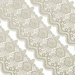 Musykrafties Large Pre-Made Ready to Use Edible Cake Lace Floral Medallion Scallop Ivory White 14-inch 20-piece Set