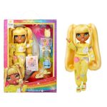 Rainbow High Junior High PJ Party - Sunny (Yellow) - 22 cm Posable Doll with Soft Onesie, Slippers and Play Accessories - Kids Toy - Great for Ages 4-12 Years