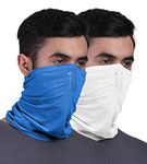 FREECULTR Unisex Bamboo Bandana, Anti Microbial Super Soft & Comfort Fit, Breathable Multipurpose Headband, Face Mask for Dust Protection and Sun - Plain Pack of 2-Pilot Blue,White