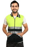 ReflectoSafe Reflective Jacket Cycling Night Safety High Visibility Vest Protective Reflector Strips Fire Warden Activity Construction with 3 M Reflective Tape,Yellow - S (Pack of 5)