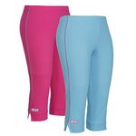 OCEAN RACE Women's Cotton Capri Pack of 2(HOT Pink/Aqua BLUE-WC-15158-2XL)