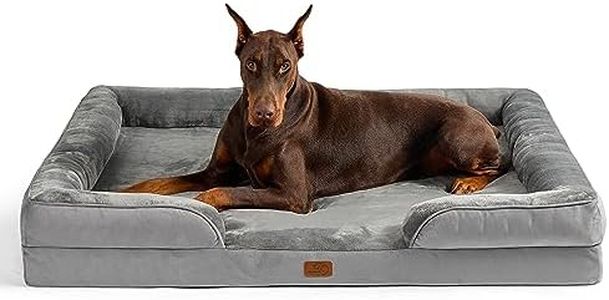 Bedsure XXL Dog Sofa Bed Washable - Extra Large Orthopedic Dog Beds with Removable Flannel Zipper Cover, XL Waterproof Human Dog Bed for Adults, Grey Squre Pet Bed, 134.5x106.5x20cm