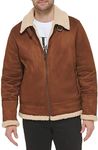 Calvin Klein Men's Faux Leather Jacket Men - Bomber Jacket With Shearling Lining, Cognac, X-Large