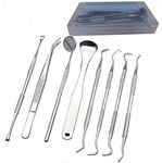 Dental Cleaning Tools(8 PCS) and A Cleaning Cloth,Professional Teeth Cleaning Tools Dental Plaque Remover Kit Stainless Steel Dental Picks Oral Care set to Remover Tartar,Mouth Mirror,Tooth Scaler,tooth scraper,Tongue Cleaner Tongue Scraper,Tweezers