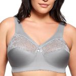 Glamorise Women's Plus-Size Magic Lift Full Figure Support Bra, Soft Grey, 46G