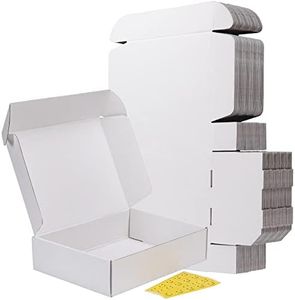 RLAVBL Carton Emballage Colis 30.5x22.9x7.7 cm, 20 Boîtes Blanches d'Expédition en Carton Livré avec Autocollants de Visages Souriants