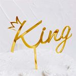 Balloonistics King Script Golden Glitter Acrylic Cake Topper | for Wedding Anniversary Bridal Shower Bachelorette Party or Theme Parties | Birthday Cake Supplies Decorations