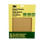 3M Sandpaper Aluminum Oxide, 9-Inch x 11-Inch, Assorted-Grit, 5 Sheets/pack