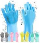 FITCOZI Magic Silicone Dish Washing Gloves, Silicon Cleaning Gloves, Silicon Hand Gloves for Kitchen Dishwashing and Pet Grooming, Great for Washing Dish, Car, Bathroom (Multicolour, Pack of 1)