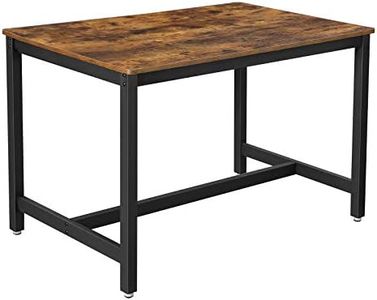 VASAGLE Mesa 4 Personas, Cocina, 120 x 75 x 75 cm, Marco de Metal Resistente, Estilo Industrial, para salón, Comedor, marrón rústico-Negro KDT75X, Acero de aleación de Madera de ingeniería