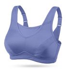 WingsLove Women's Sports Bra Full Coverage High Impact Wirefree Workout Non Padded Shock Absorber Ultimate Run Bra Plus Size(Purple，36D)