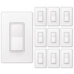 [10 Pack] BESTTEN Single Pole Decorator Wall Light Switch, 15A 120/277V, On/Off Rocker Paddle Interrupter, Screwless Wallplate Included, cUL Listed, White